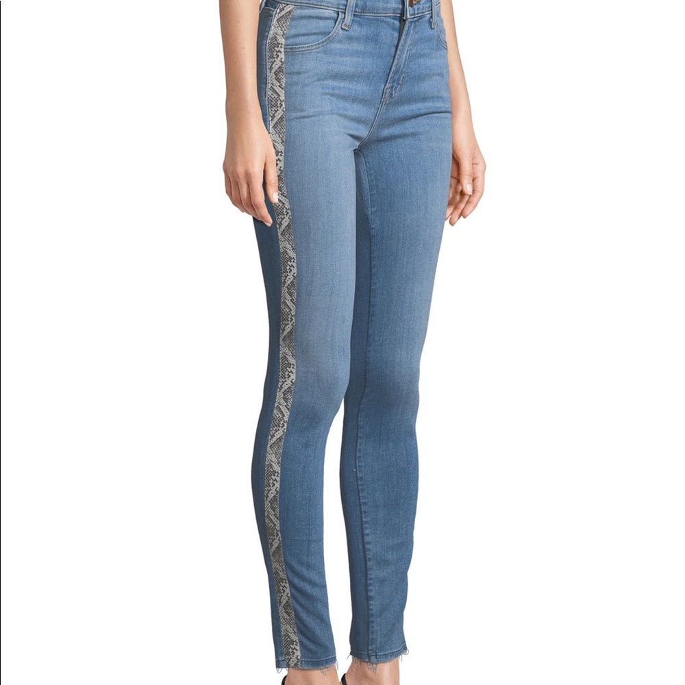Maria High-Rise Skinny Jeans w/ Snake-Print Panels